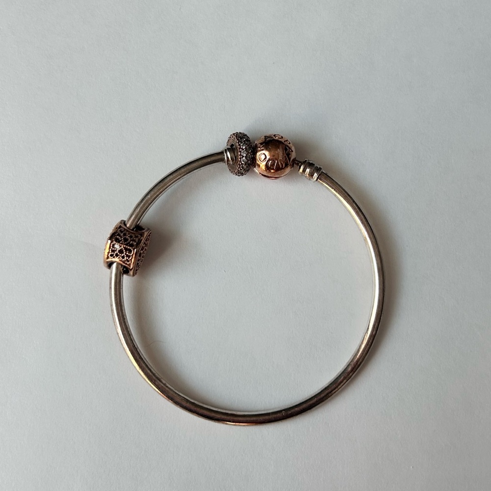 Rose Gold Pandora Bangle Bracelet - Picture 3 of 8